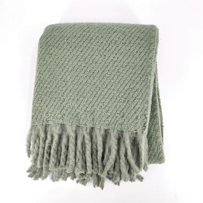 100% Polyester Heavy Mohair Warm Cozy Throw Blanket Plaid